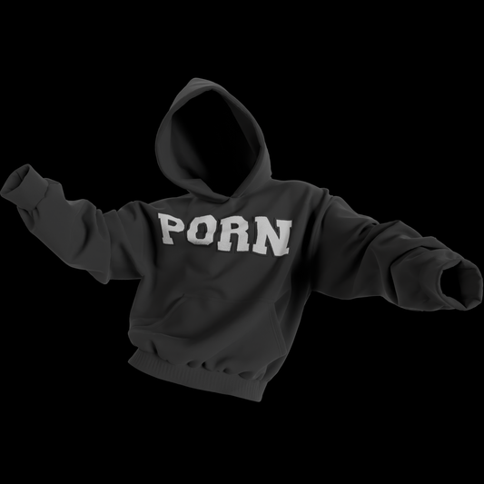 PORN HOODIE WHITE/BLACK